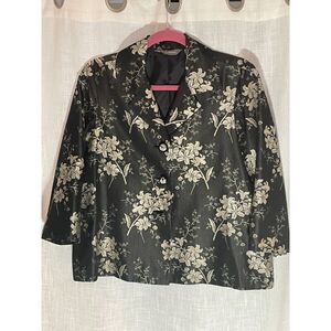 Tommy Bahama Silk Blend Jacquard Boxy Jacket‎ 3/4 Length Sleeves Size 8 EUC